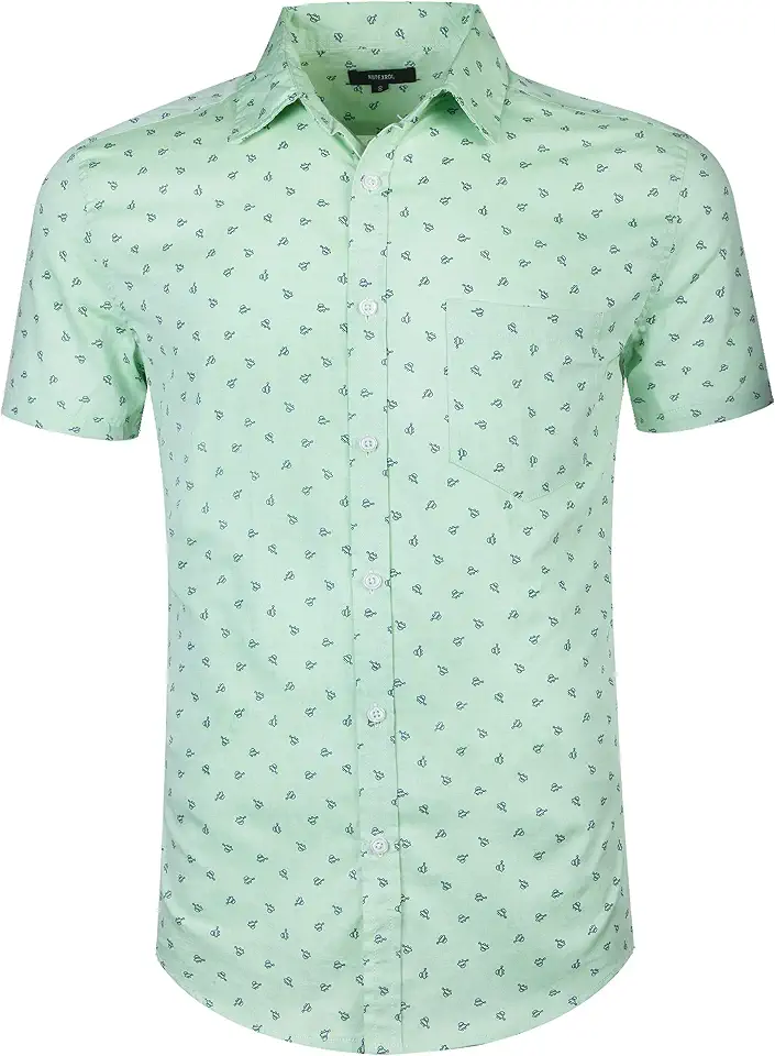 Men's Regular Fit Short Sleeve Dress Shirt Button Down Casual Unique Print Shirts for Men