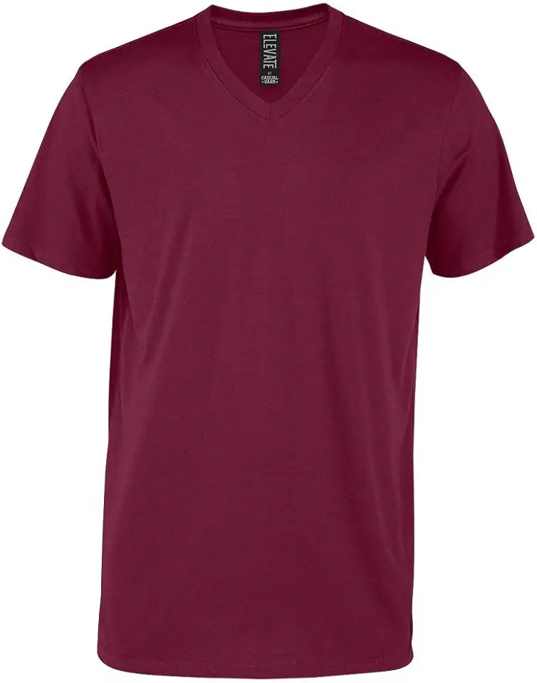 Men's Maroon Short Sleeve V Neck T Shirt