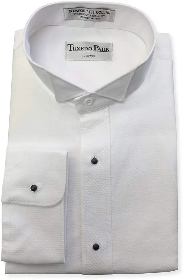 Pique Wing Collar Tuxedo Shirt White
