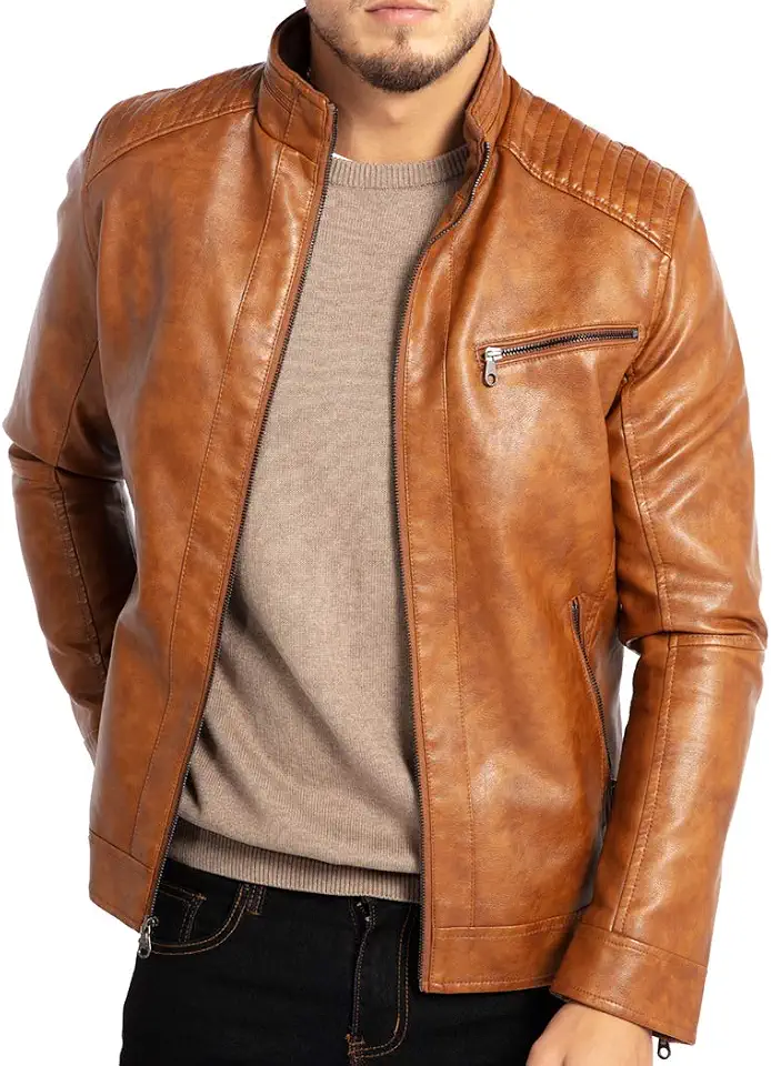 Men's Cognac Brown Suede Leather Jacket