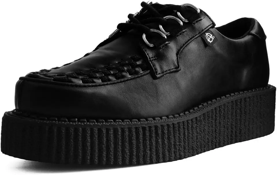 T.U.K. Black Faux Leather Anarchic Classic Creeper Shoes for Women and Men