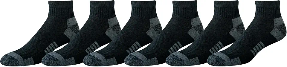 OEKO-TEX STANDARD 100 Amazon Essentials Men's Athletic Quarter Ankle Socks with Cushioned Arch Support, 6 Pairs