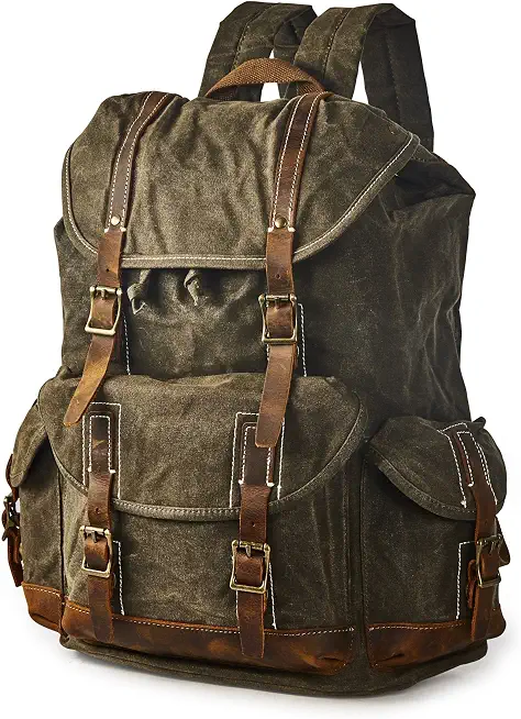 Heavy-Duty Waxed Canvas Rucksack Backpack