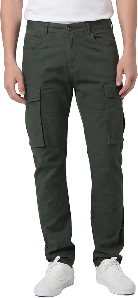 ITALYMORN Black Cargo Pants for Men Slim fit Khaki Work Pants with Pockets