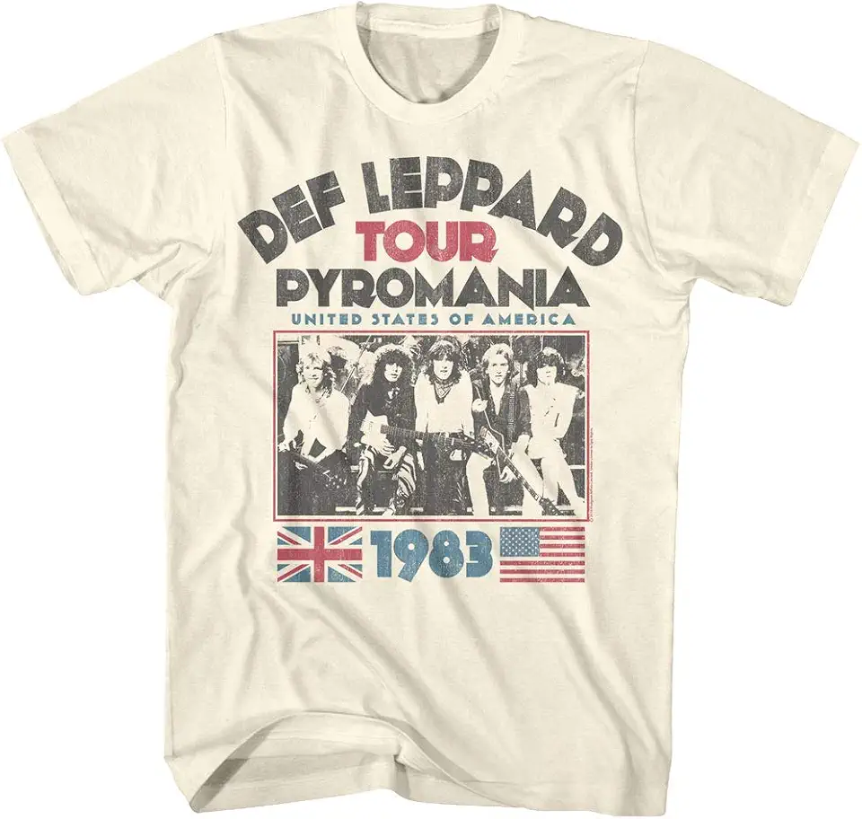 American Classics Def Leppard Pyromania Tour 1983 T Shirt Natural