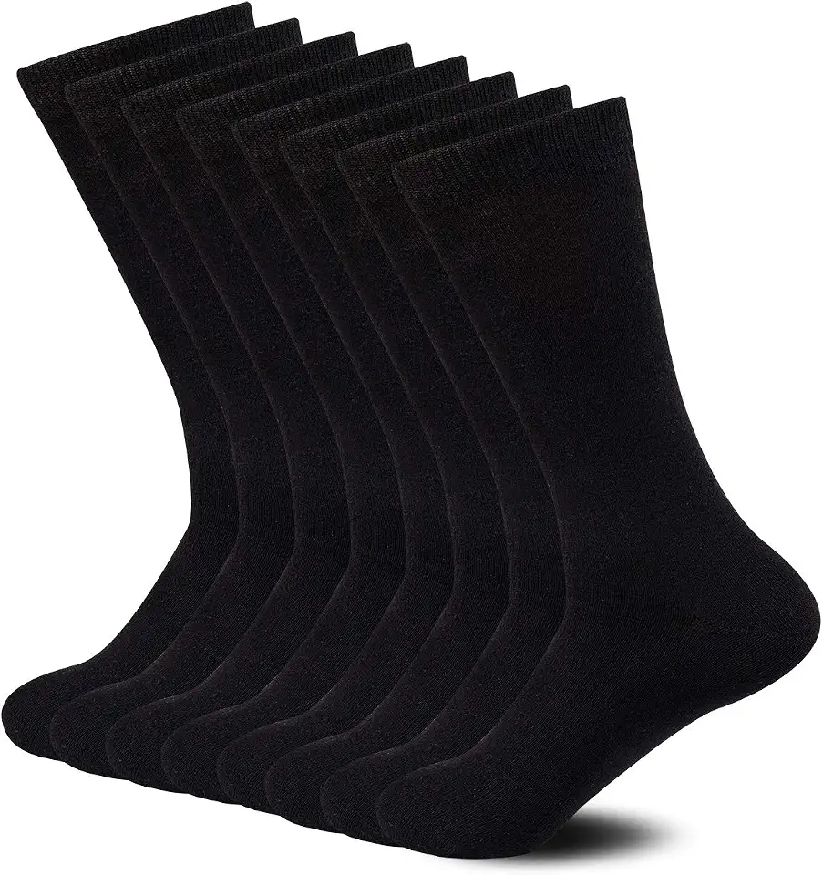 Sock Amazing Unisex Bamboo Rayon Socks Super Soft Black Crew Socks 8 Pack