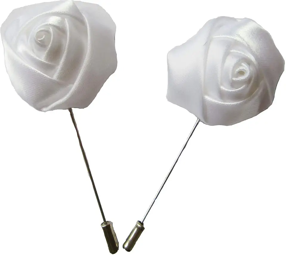 6 pcs Satin Rose Lapel Pins,YYCRAFT Men's Flower Boutonniere Pins for Party Business Wedding Suit