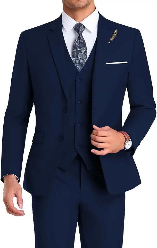 High-End Suits Men Suit Groomsmen Suit Orange Slim Fit 3 Pieces Suit for Men Notched Lapel Jacket Vest Pants