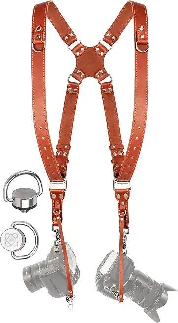 C Coiro Dual Camera Harness Leather Camera Strap DSLR/SLR, All-Day Comfort