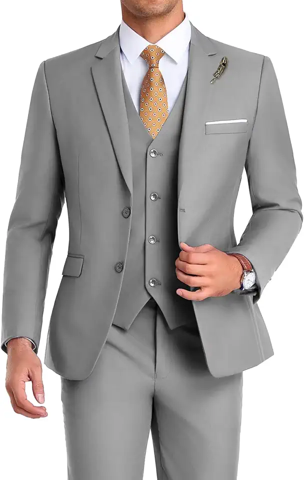 High-End Suits Men Suit Groomsmen Suit Orange Slim Fit 3 Pieces Suit for Men Notched Lapel Jacket Vest Pants