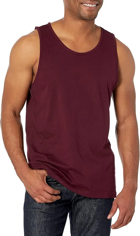 Men's Burgundy Washed Cotton Tank Top