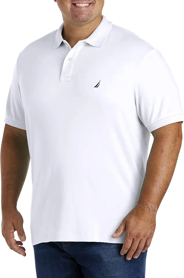Nautica mens Classic Fit Short Sleeve Dual Tipped Collar Polo Shirt