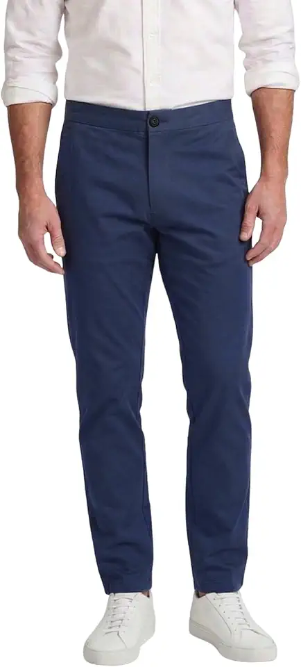 Plaid&Plain Men’s Slim Fit Khaki Pants Men’s Tapered Chino Pants
