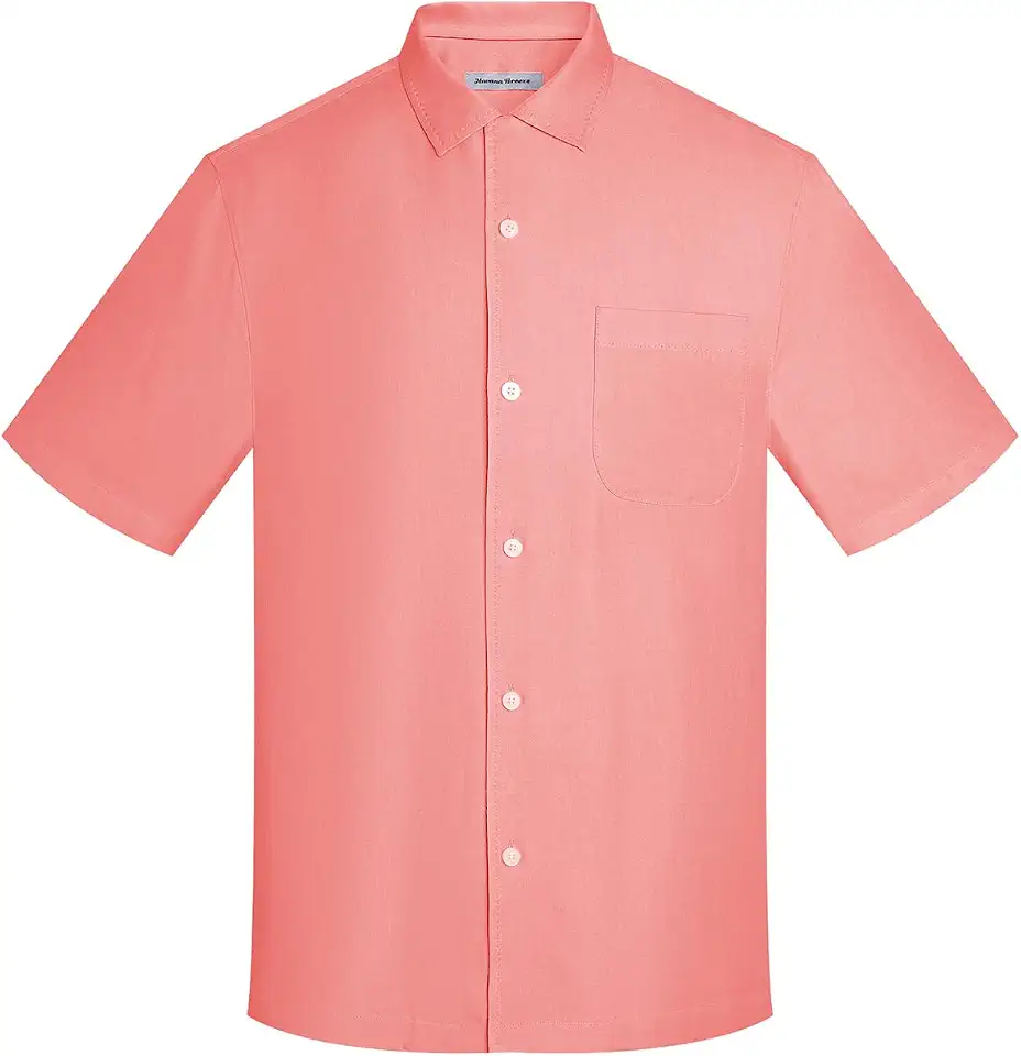 Men's Silk Hawaiian Short Sleeve Button Down Shirt Casual Tropical Holiday Beach Shirts