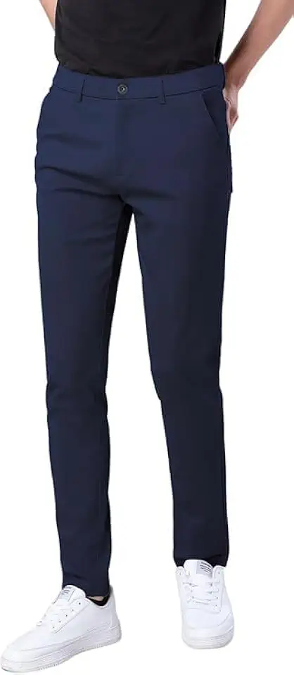 Plaid&Plain Men's Skinny Stretchy Khaki Pants Colored Pants Slim Fit Slacks Tapered Trousers