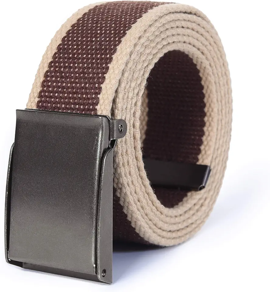 Mile High Life Canvas Web Belt | Cut to Fit Up to 52" | Flip-Top Matte Silver Nickel Buckle 12 Colors