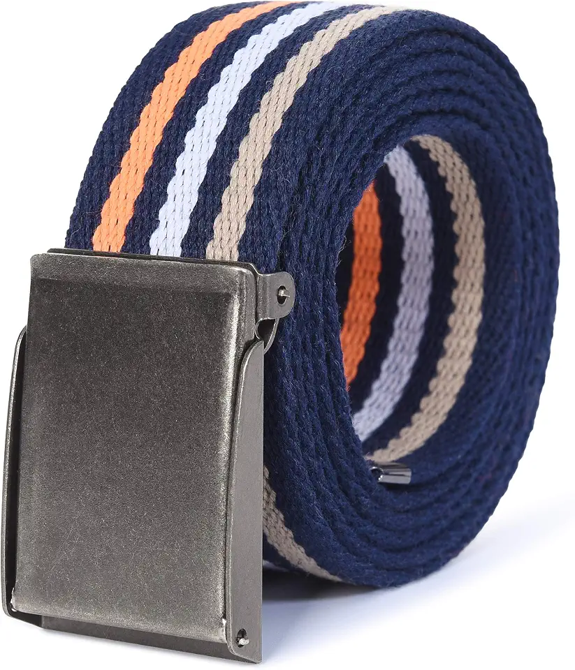 Mile High Life Canvas Web Belt | Cut to Fit Up to 52" | Flip-Top Matte Silver Nickel Buckle 12 Colors