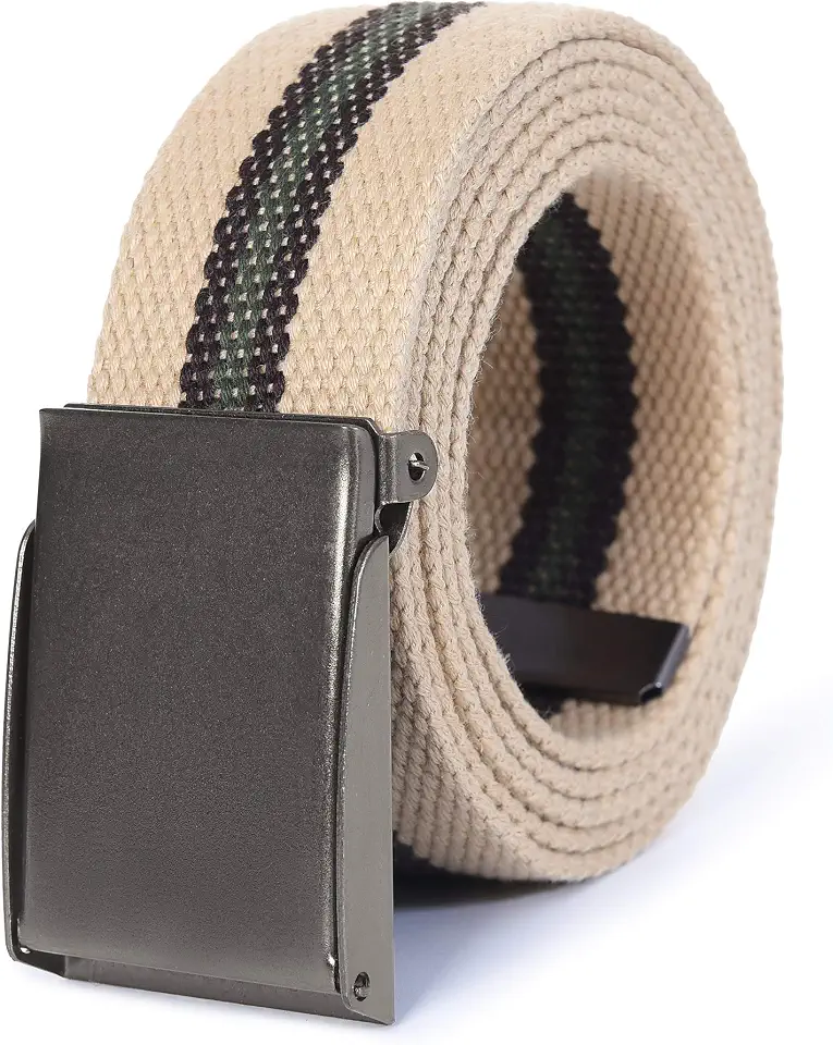 Mile High Life Canvas Web Belt | Cut to Fit Up to 52" | Flip-Top Matte Silver Nickel Buckle 12 Colors