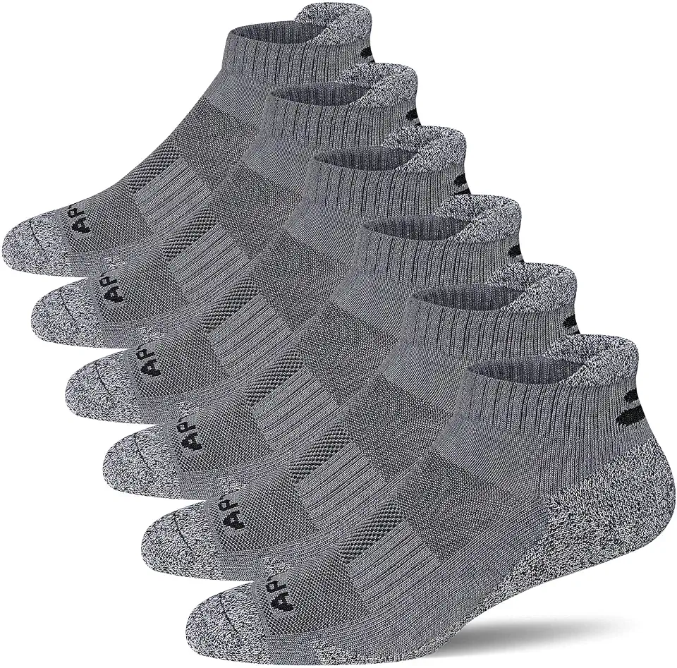 APTYID Men's Cushioned Athletic Running Ankle Socks (6 Pairs)