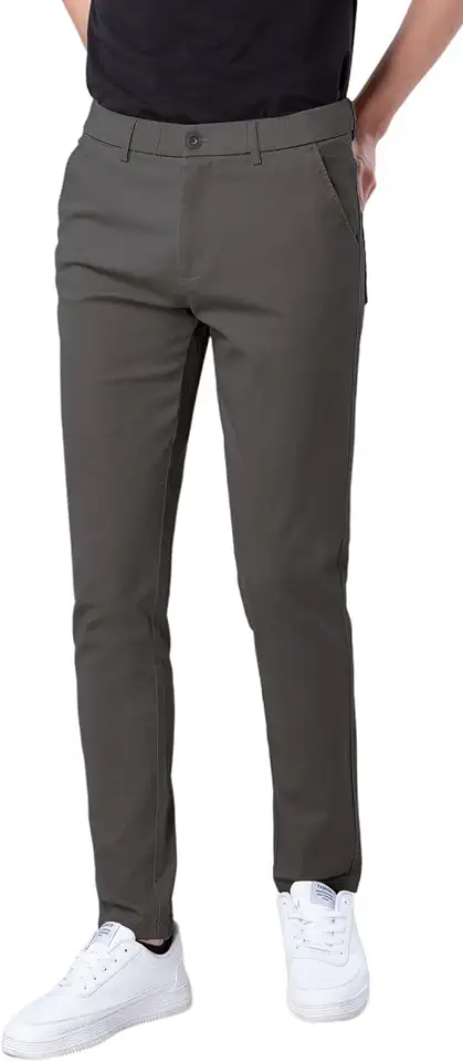 Plaid&Plain Men's Skinny Stretchy Khaki Pants Colored Pants Slim Fit Slacks Tapered Trousers