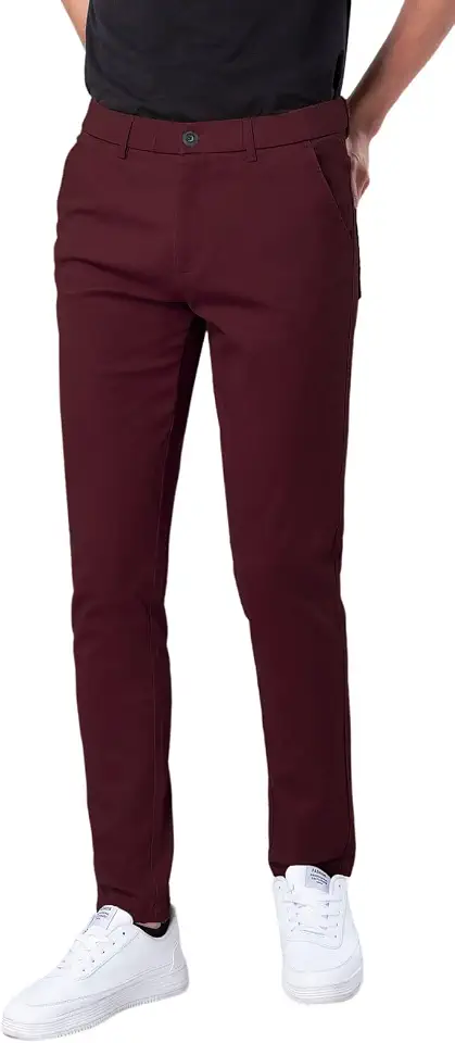 Men's Slim Fit Burgundy Chino Pants