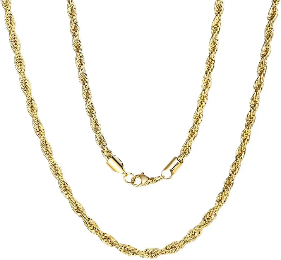 Recycled Claim Standard 100 ChainsPro Durable Stainless Steel Rope Chain for Men,Twisted Chain Design