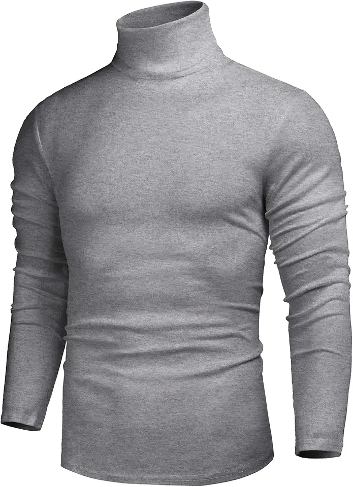 Men's Slim Fit Charcoal Grey Long Sleeve Turtleneck Sweater