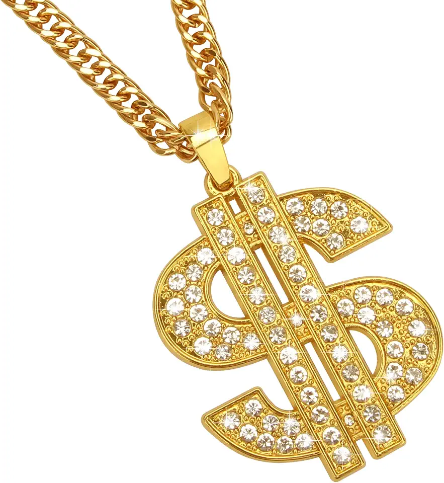 AHIER Gold Money Necklace Chain with Dollar Sign for Men, 30inch
