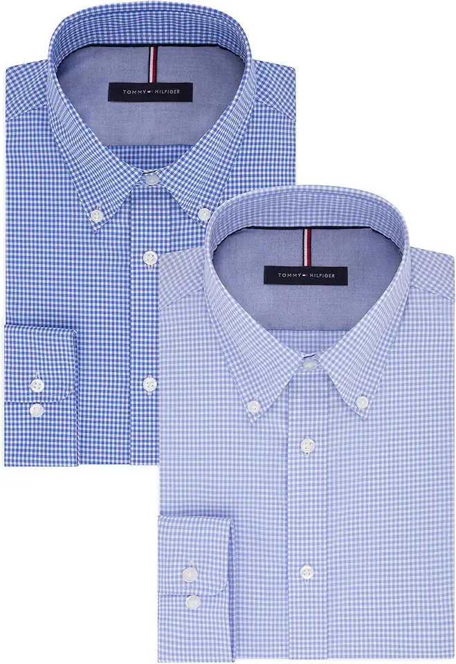 Tommy Hilfiger Men's Slim Fit Non Iron Gingham Dress Shirt
