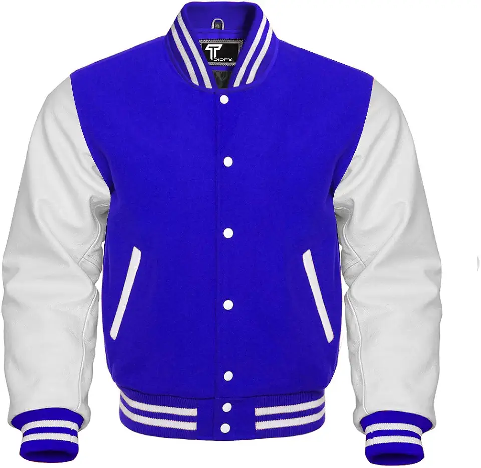 Premium Letterman Baseball School College Bomber Varsity Jacket Purple & Gold Genuine Leather Sleeves