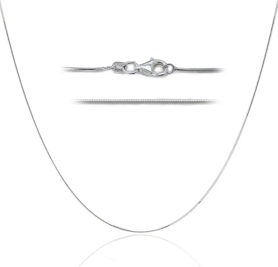 DSS 925 Sterling Silver Italian Magic 8 Sided Snake Necklace Chain for Women & Men, Luxury Chain with Upgraded Lobster Clasp, Hypoallergenic - Made in Italy