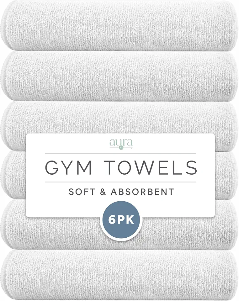 S&T INC. Microfiber Gym Towels, 6 Pack, 16" x 27"