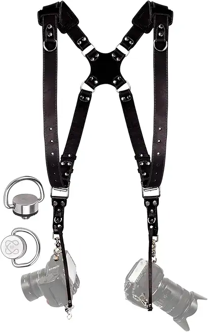 C Coiro Dual Camera Harness Leather Camera Strap DSLR/SLR, All-Day Comfort