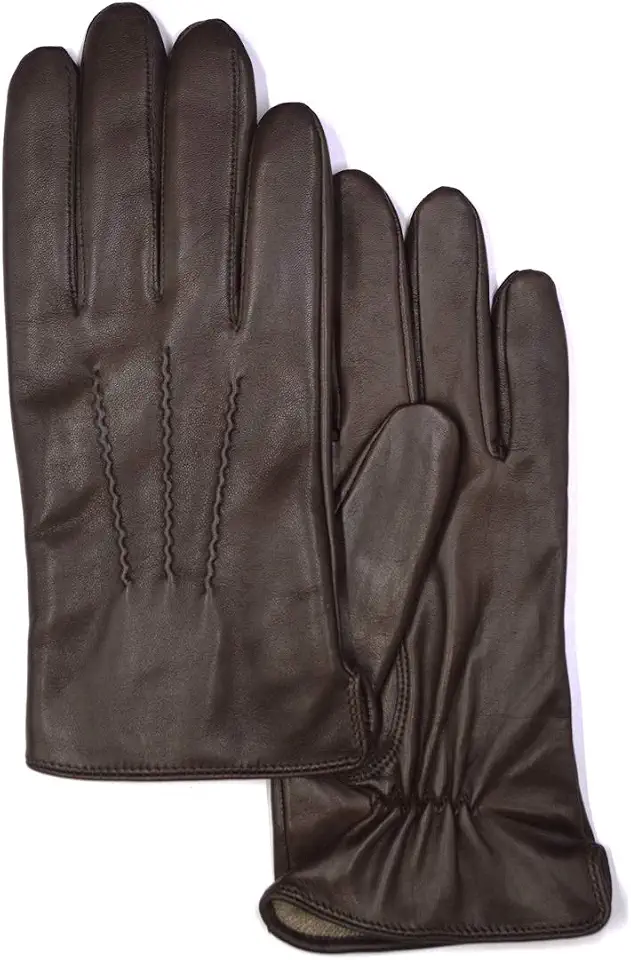 MGGMOKAY Mens Luxury Nappa Lambskin Leather Gloves Cashmere Lining