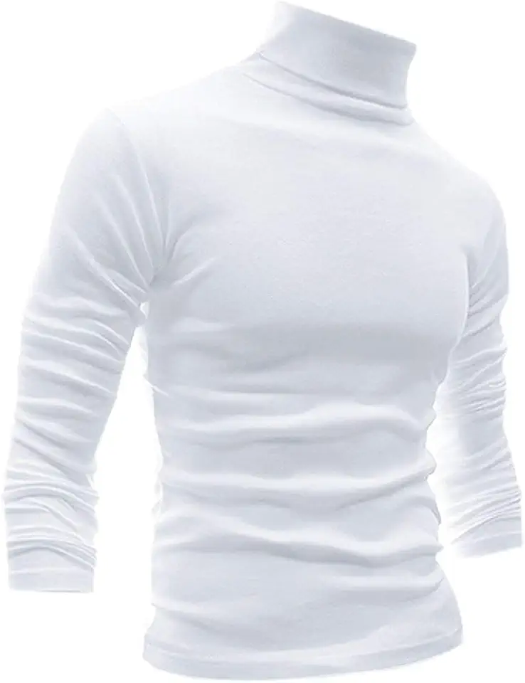 Men's Slim Fit Off White Long Sleeve Turtleneck Sweater
