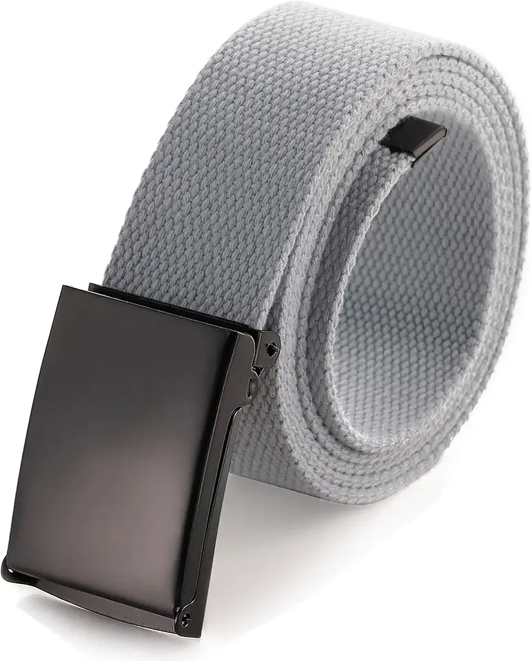 Mile High Life Cut To Fit Canvas Web Belt Size Up to 52" with Flip-Top Solid Black Military Buckle
