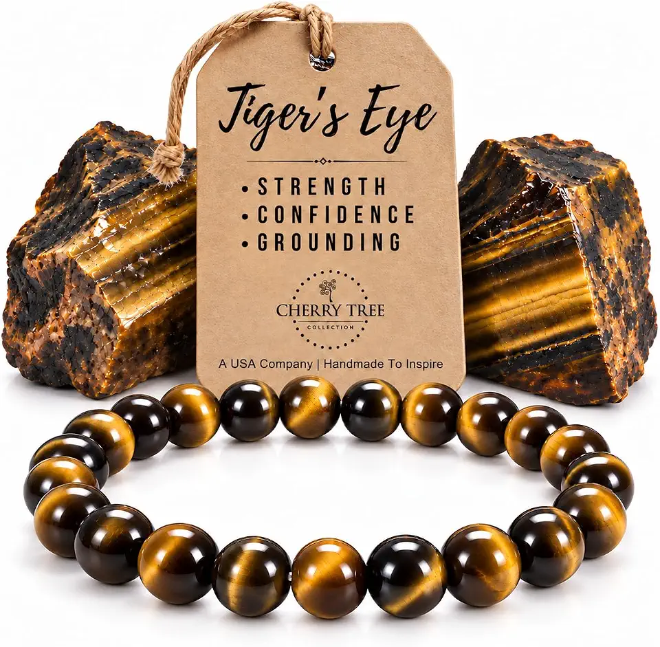 Cherry Tree Collection Tiger's Eye Bracelet 8mm Beaded Stretch Bracelets