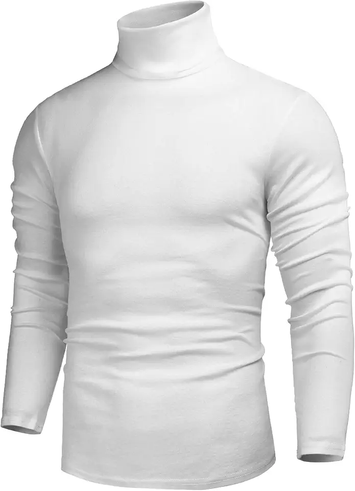 Men's Regular Fit Off White Long Sleeve Turtleneck Sweater