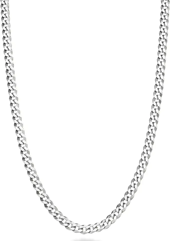 Miabella Italian 925 Sterling Silver Cuban Link Chain Men Women Necklace
