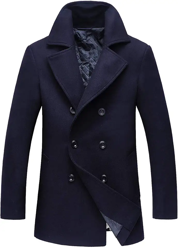 Men's Navy Wool Double Breasted Peacoat