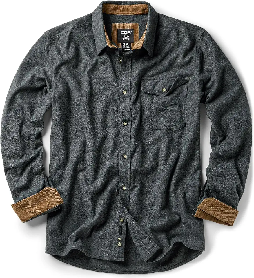 CQR Men's 100% All Cotton Button Down Flannel Shirts, Long Sleeve Brushed Warm Soft Casual Outdoor Plaid Shirt