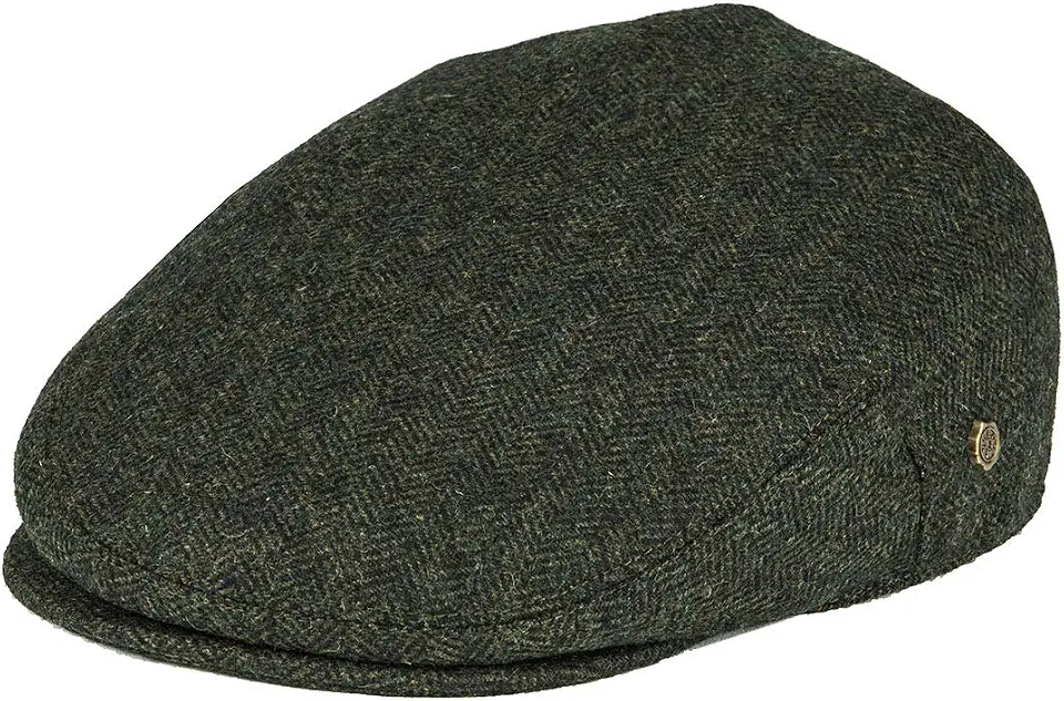 Men's Herringbone Flat Ivy Newsboy Hat Wool Blend Gatsby Cabbie Cap