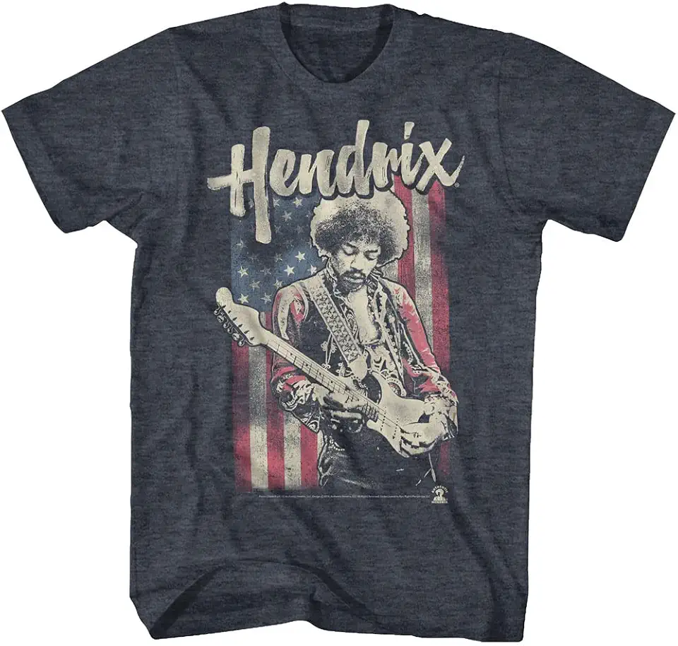 American Classics Jimi Hendrix T Shirt Psychedelic USA Flag Graphic Tee