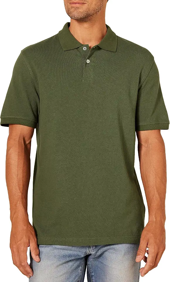 Amazon Essentials Men's Short Sleeve Slim-Fit Cotton Pique Polo Shirt, Breathable Collared