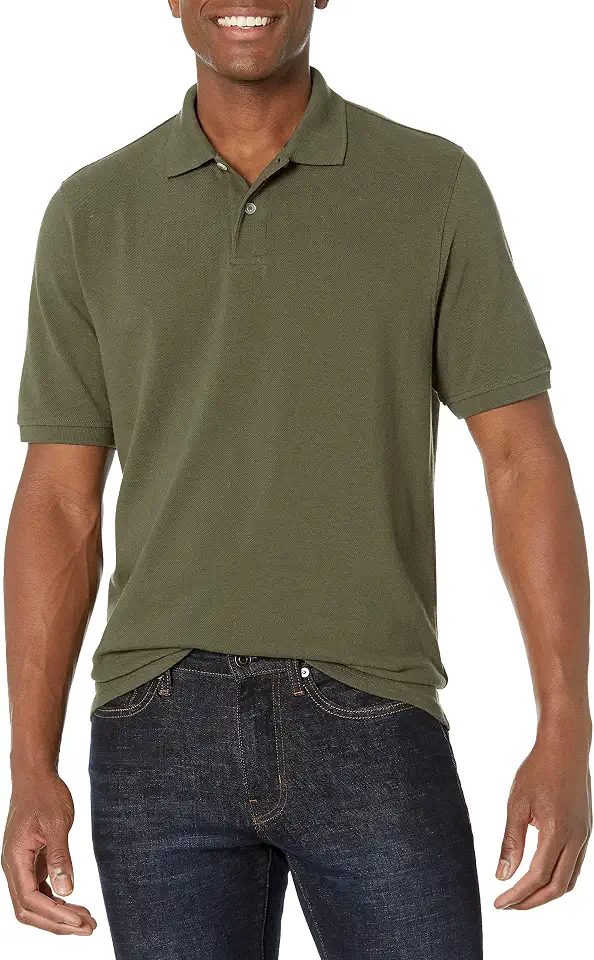 Men's Olive Green Knit Polo Shirt