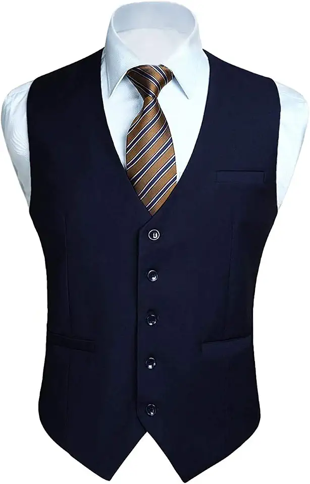 HISDERN Men’s Suit Vest Waistcoat with 3 Pockets Slim Fit for Business Formal Wedding Prom and Casual Tuxedo Wear