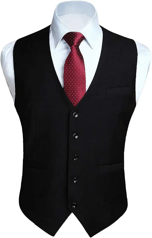 HISDERN Men’s Suit Vest Waistcoat with 3 Pockets Slim Fit for Business Formal Wedding Prom and Casual Tuxedo Wear