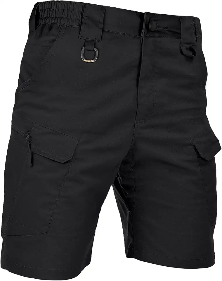 HARD LAND Men's Tactical Cargo Shorts 9.5 Inches Waterproof Ripstop Elastic Waist BDU Hiking Shorts Work