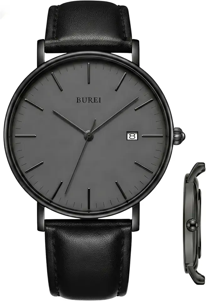 BUREI Men Wrist Watches Fashion Minimalist Thin Analog Quartz Waterproof Watches for Men, Refined Gifts for Men, Boyfriend, Husband, Dad