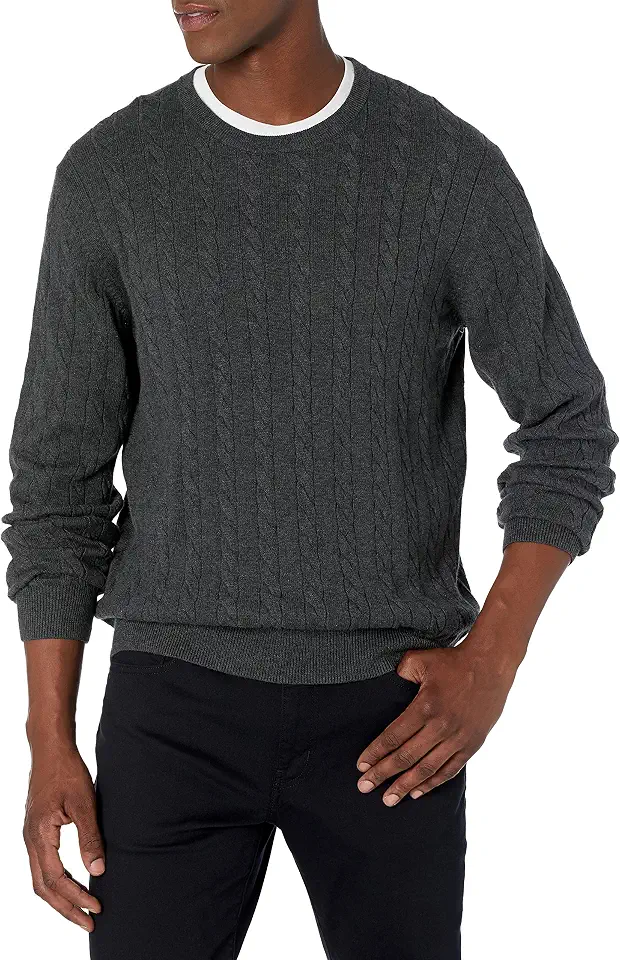 Men's Charcoal Ribbed Crewneck Sweater